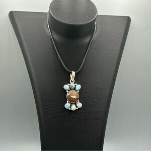 Royston Ribbon Golden Hills Turquoise Matte Sterling Silver 925 Pendant Handmade